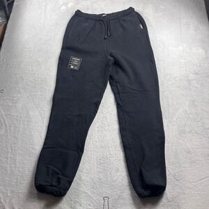 Legends Mens Fleece Jogger Sweatpants Black Graphic Patch Drawstring Size L